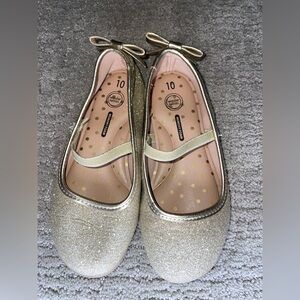 Wonder Nation Gold Glitter Flats with Bow